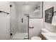 Contemporary bathroom with a glass enclosed shower, modern fixtures, and an updated vanity at 2358 Larchwood Sw Rd, Atlanta, GA 30310