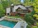 Relaxing backyard featuring a pool, a deck, a screened in porch, and an outdoor dining area at 1255 Cold Harbor Dr, Roswell, GA 30075