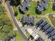 Overhead view of townhome community, featuring boat docks and lakeside living at 14020 Tributary Ln, Villa Rica, GA 30180