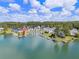 Lakefront property aerial view of private boat dock at 14020 Tributary Ln, Villa Rica, GA 30180