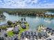 Stunning aerial view of waterfront homes with private docks on beautiful Lake Norman at 14020 Tributary Ln, Villa Rica, GA 30180