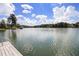 Wide lake view showcases the property's waterfront location and tranquil surroundings with a private dock at 14020 Tributary Ln, Villa Rica, GA 30180