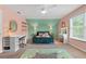 Stylish bedroom featuring unique decor, colorful walls, and statement pieces throughout at 100 Coldwater Creek Dr, Mcdonough, GA 30252