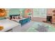 Stylish bedroom featuring unique decor, colorful walls, and statement pieces throughout at 100 Coldwater Creek Dr, Mcdonough, GA 30252