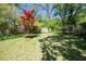 Spacious backyard featuring a vibrant Japanese maple tree and lush green lawn at 414 Pensdale Rd, Decatur, GA 30030