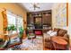 Cozy living room with custom built-ins and hardwood floors at 414 Pensdale Rd, Decatur, GA 30030