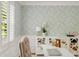 Cozy office with a patterned wallpaper, white furniture, and stylish accents at 5040 Winding Branch Dr, Dunwoody, GA 30338