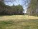 Expansive backyard view with lush green grass, mature trees, and a long driveway at 28 County Line #2 Rd, Rydal, GA 30171