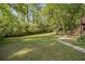 The home has a grassy backyard and a stone walkway leading to a wooden stairway at 3693 Larkspur Ter, Decatur, GA 30032