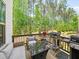 Outdoor deck area with grilling station and comfortable seating overlooking a wooded area at 3862 Firewood Ln # 110, Suwanee, GA 30024