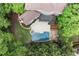 Backyard aerial view with a pool, hot tub, patio and deck at 770 Pine Leaf Ct, Alpharetta, GA 30022