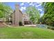 Inviting backyard pool area with an outdoor fireplace, perfect for relaxation and entertaining at 770 Pine Leaf Ct, Alpharetta, GA 30022