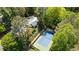 An aerial view of the tennis court and pool, surrounded by lush greenery and mature trees at 3460 Highgate Hills Ne Dr, Duluth, GA 30097