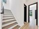 Modern staircase featuring painted risers and wooden treads at 191 Darwish Dr, Mcdonough, GA 30252
