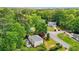 Overhead shot of a home with a backyard pool and lush landscaping, located in a peaceful neighborhood at 725 Crab Orchard Ct, Roswell, GA 30076
