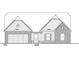 Exterior elevation rendering of a charming single-story home with stone accents and a two-car garage at 490 Charleston Pl, Villa Rica, GA 30180