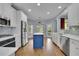 Lovely kitchen featuring stainless steel appliances, white cabinets and a central island at 823 Valley Dr, Canton, GA 30114