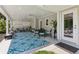 Inviting covered patio with comfortable seating and a view of the backyard and pool at 2724 Saddle Ridge Lake Dr, Marietta, GA 30062