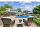 Relaxing backyard featuring a sparkling pool, covered patio, and lounge seating, perfect for entertaining at 2724 Saddle Ridge Lake Dr, Marietta, GA 30062