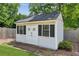 A charming backyard shed with decorative shutters offers great storage and aesthetic appeal at 2724 Saddle Ridge Lake Dr, Marietta, GA 30062