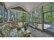 Relaxing screened porch with wicker furniture, ideal for enjoying the backyard scenery at 402 Glenhurst Trce, Canton, GA 30115