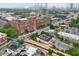 Aerial view showcasing a mixed-use urban area with residential, commercial buildings, and bustling traffic at 737 St Charles Ne Ave, Atlanta, GA 30306