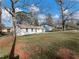 Well-maintained backyard featuring a grassy lawn and mature trees for shade at 1783 Big Valley Ln, Stone Mountain, GA 30083