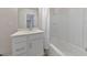 Bathroom featuring a single sink vanity and tub with a shower at 6304 Brookwater Vw, Mableton, GA 30126
