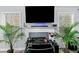 Close-up of a contemporary entertainment center with plants and natural light at 823 Langley View Ct, Loganville, GA 30052