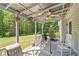 Back patio featuring an outdoor ceiling fan, a grill, and furniture, perfect for entertaining or relaxing outdoors at 65 Macadamia Ct, Covington, GA 30016