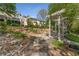 Beautiful backyard with stone patio, lush landscaping, and serene wooded surroundings at 1290 Fernwood Ne Cir, Brookhaven, GA 30319