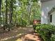 Exterior view of the home's backyard featuring a lush green landscape and a spacious deck area at 602 Springharbor Dr, Woodstock, GA 30188