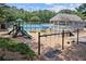 Community playground with slides, swings and covered gazebo near a tennis court at 745 Amberton Close, Suwanee, GA 30024