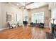 Bright living room with vaulted ceilings, hardwood floors, and a cozy fireplace at 3053 Lawson Dr, Marietta, GA 30064