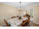 Dining room features hardwood floors, chandelier, and dining table with seating for six at 4628 Mountain Creek Ne Dr, Roswell, GA 30075