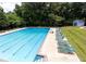 Large swimming pool with lounge chairs, shed, and mature trees surrounding it at 535 Silver Pine Trl, Roswell, GA 30076