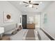 Calm main bedroom with a modern aesthetic, plush bedding, and a stylish decor at 360 New Jersey Nw Ave, Atlanta, GA 30314