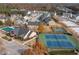 Aerial view of a community featuring tennis courts, a basketball court, and several homes at 2861 Fareed, Douglasville, GA 30135