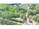 Aerial view showcasing the property boundary, nestled among trees and adjacent to a road and parking lot at 5800 S Richland Creek Rd, Buford, GA 30518