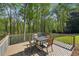 Spacious wooden back deck with an outdoor dining set, offering a relaxing space with a view of the backyard at 6565 Scottsfield Trce, Cumming, GA 30028