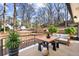 Staged backyard patio with outdoor furniture and mature trees at 932 Mount Airy Sw Dr, Atlanta, GA 30311