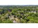 An aerial view of a neighborhood nestled amongst trees with a lake and the city skyline visible in the background at 2327 Doreen Ne Ct, Atlanta, GA 30345