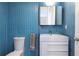 Modern bathroom features stylish blue tiled walls, sleek vanity, and toilet at 1601 Marlbrook Ne Dr, Atlanta, GA 30307