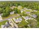 An aerial view of a neighborhood showcasing the well-maintained lawns, mature trees, and variety of home styles at 1320 Pinyon Pl, Lawrenceville, GA 30043