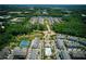 Stunning aerial shot showcasing community amenities, including tennis courts, swimming pool, and scenic ponds at 1074 Heyward Way, Alpharetta, GA 30009