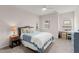 Cozy bedroom with soft carpeting, ceiling fan, and natural light, ideal for relaxation and rest at 1074 Heyward Way, Alpharetta, GA 30009