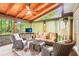 Inviting covered patio features comfortable seating, ceiling fan, and outdoor television at 1894 Whitehawk Ct, Lawrenceville, GA 30043