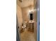 Small bathroom with a pedestal sink, toilet, and an oval mirror at 2896 Vining Ridge Ter, Decatur, GA 30034