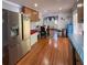 Kitchen with stainless steel refrigerator, wooden cabinets, and tile countertop at 724 Camelot Way, Norcross, GA 30071