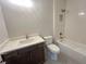Modern bathroom features sleek vanity and shower tub, offering comfort and convenience at 1005 Liberty Springs Dr, Woodstock, GA 30188